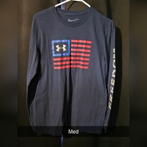 Under Armour Navy Long Sleeve Tee with Red & Blue Flag Graphic